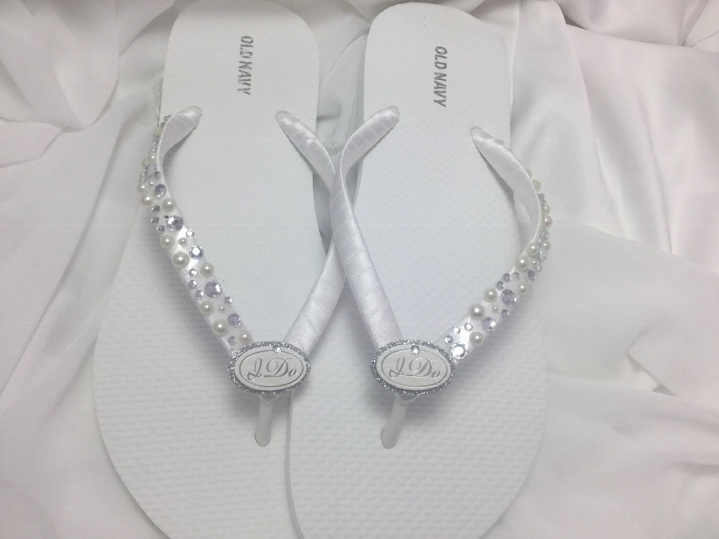 I Do White Flip Flops, Bridal Sandals, Wedding Flip Flops