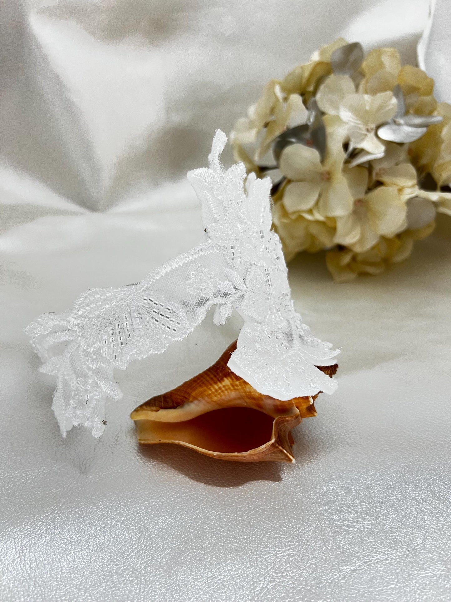 Beaded White Venice Lace Wedding Headband: Bridal Flower Crown