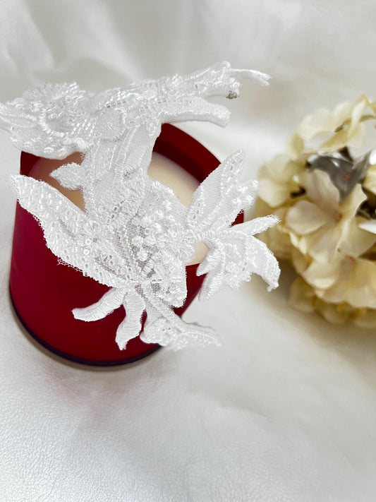 Beaded White Venice Lace Wedding Headband: Bridal Flower Crown