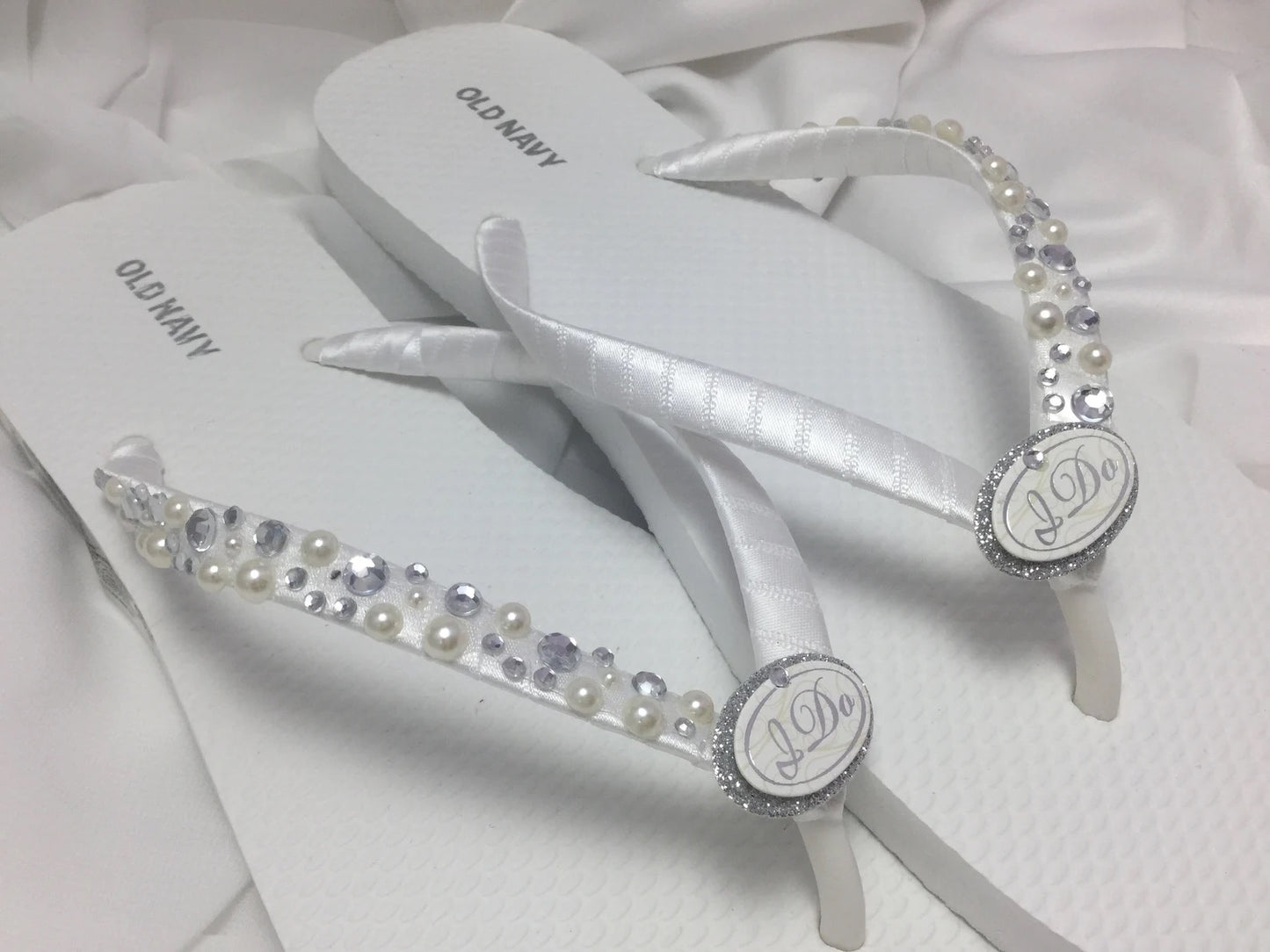 I Do White Flip Flops, Bridal Sandals, Wedding Flip Flops