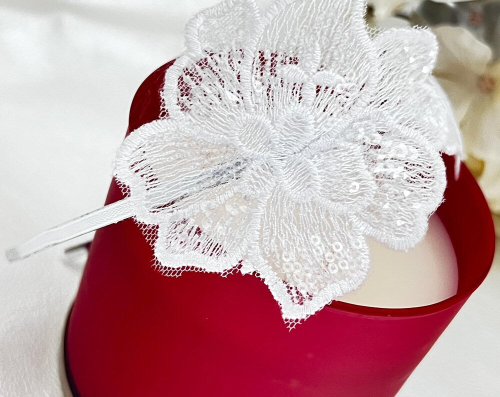 Bridal White Lace Flower Headpiece